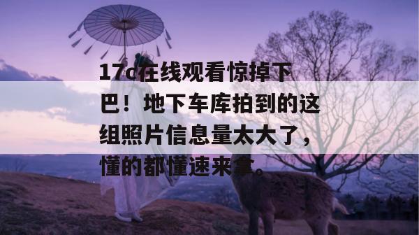 17c在线观看惊掉下巴！地下车库拍到的这组照片信息量太大了，懂的都懂速来拿。